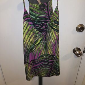 Worthington Green and Purple Leaf Pattern Dress